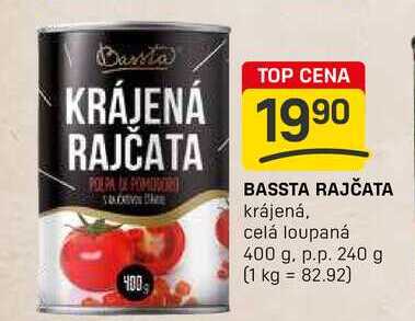 BASSTA RAJČATA krájená, celá loupaná 400 g. p.p. 240 g 