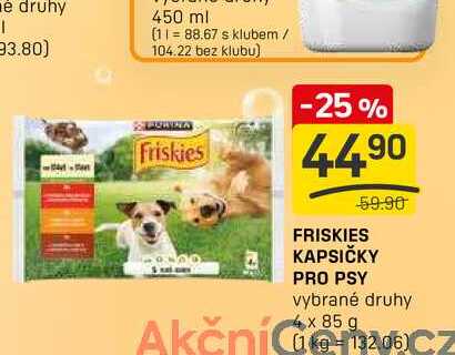 FRISKIES KAPSIČKY PRO PSY vybrané druhy 4 x 85 g 