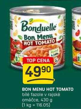 BON MENU HOT TOMATO bílé fazole v rajské omáčce, 430 g 