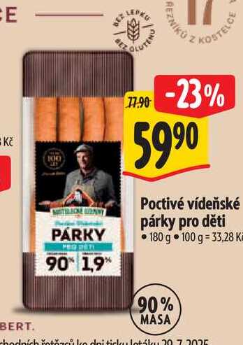   Poctivé vídeňské párky pro děti 180 g  