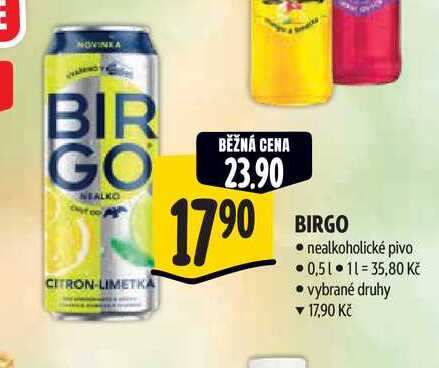 BIRGO nealkoholické pivo 0,5 l