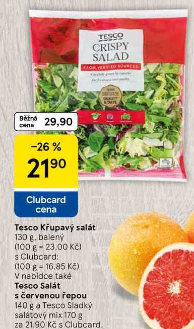 Tesco Křupavý salát, 130 g, balený 