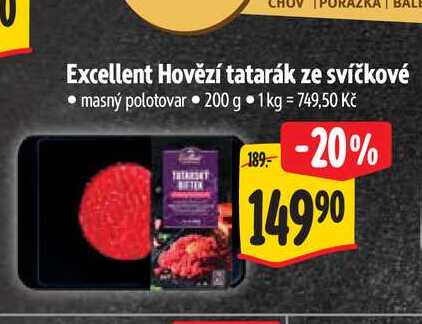 Excellent Hovězí tatarák ze svíčkové  200 g