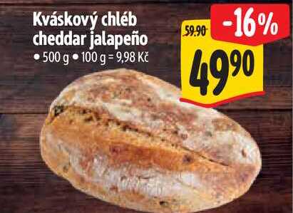 Kváskový chléb cheddar jalapeño 500 g 