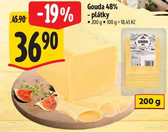 Gouda 48% - plátky, 200 g 