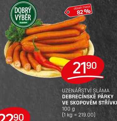 DEBRECÍNSKÉ PÁRKY VE SKOPOVÉM STŘÍVKE 100 g 