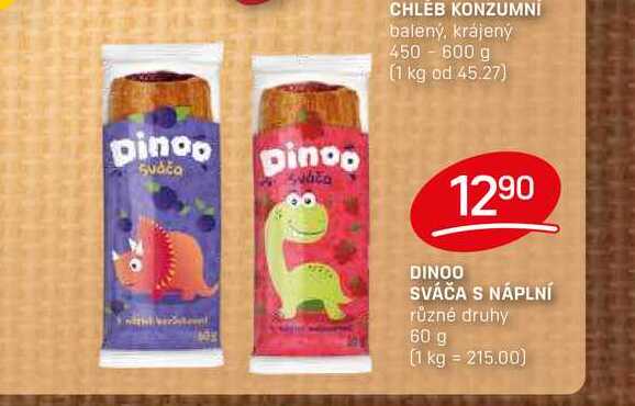 DINOO SVÁČA S NÁPLNÍ různé druhy 60 g