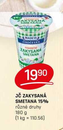 JČ ZAKYSANÁ SMETANA 15% různé druhy 180 g