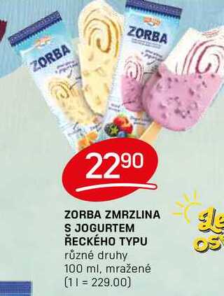 ZORBA ZMRZLINA S JOGURTEM ŘECKÉHO TYPU různé druhy 100 ml, mražené