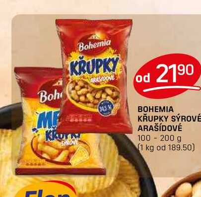 BOHEMIA KŘUPKY SÝROVÉ ARAŠÍDOVÉ 100 - 200 g 