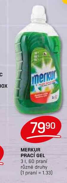 MERKUR PRACÍ GEL 3 1, 60 praní různé druhy