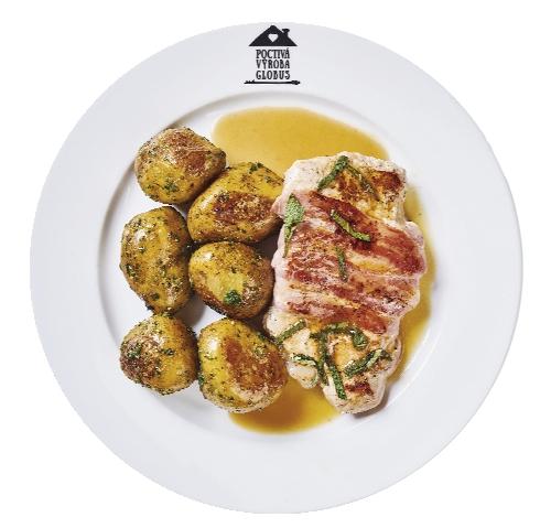 Vepřová saltimbocca s bramborami se špenátovým pestem