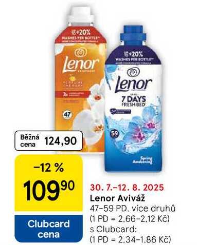Lenor Aviváž, 47-59 PD, více druhů