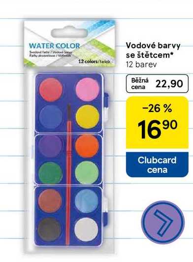 Vodové barvy se štětcem, 12 barev 