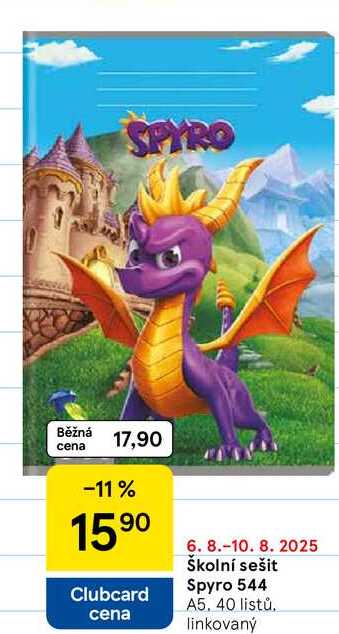 Školní sešit Spyro 544, A5. 40 listů. linkovaný 