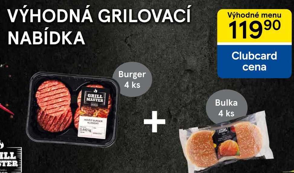 VÝHODNÁ GRILOVACÍ NABÍDKA Výhodné menu, Burger 4 ks + Bulka 4 ks 