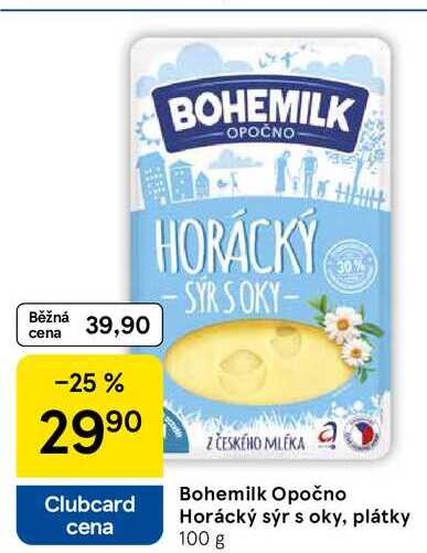 Bohemilk Opočno Horácký sýr s oky, plátky 100 g 