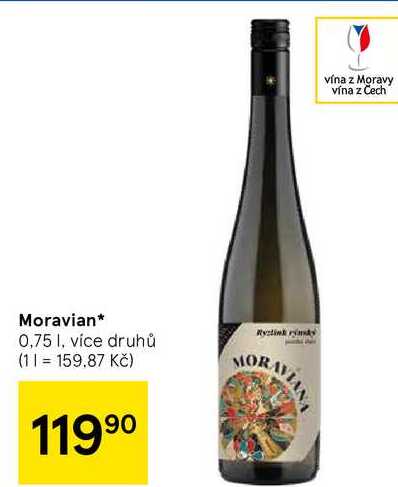 Moravian, 0,75 l, více druhů  