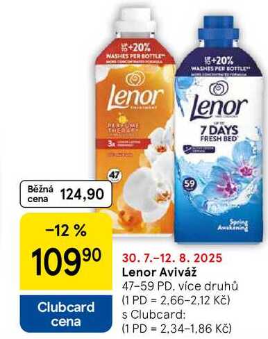 Lenor Aviváž, 47-59 PD, více druhů 