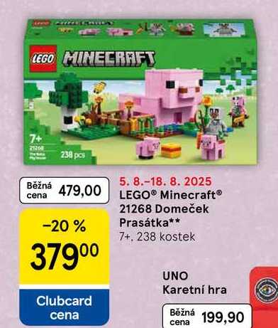 LEGO® Minecraft® 21268 Domeček Prasátka 7+, 238 kostek