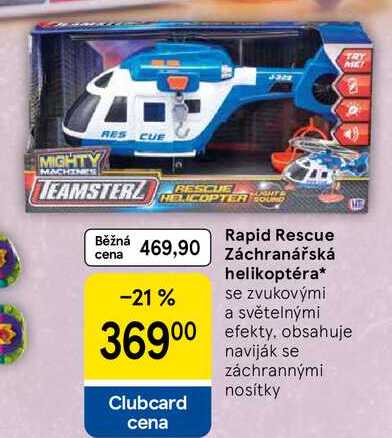 Rapid Rescue Záchranářská helikoptéra se zvukovými a světelnými efekty, obsahuje naviják se záchrannými nosítky 