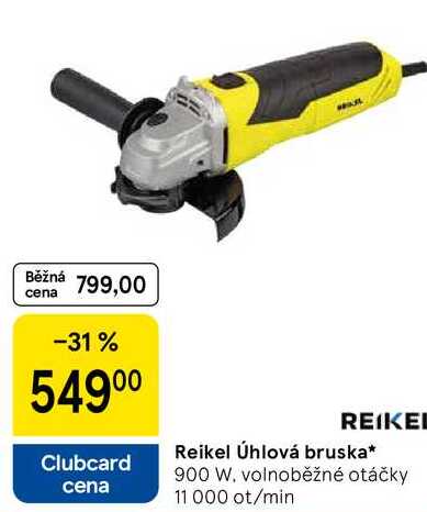 Reikel Úhlová bruska, 900 W. volnoběžné otáčky 11 000 ot/min 