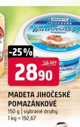 Madeta Jihočeské pomazánkové 150g, vybrané druhy