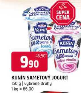 KUNÍN SAMETOVÝ JOGURT 150 g vybrané druhy