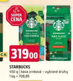 STARBUCKS 450 g káva zrnková vybrané druhy 