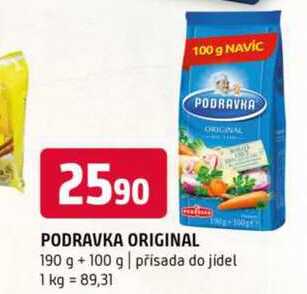 PODRAVKA ORIGINAL 190 g + 100 g přísada do jídel 