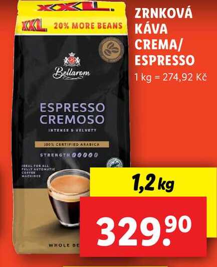 ZRNKOVÁ KÁVA CREMA/ESPRESSO, 1,2 kg