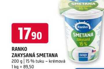 RANKO ZAKYSANÁ SMETANA 200 g 15 % tuku krémová 