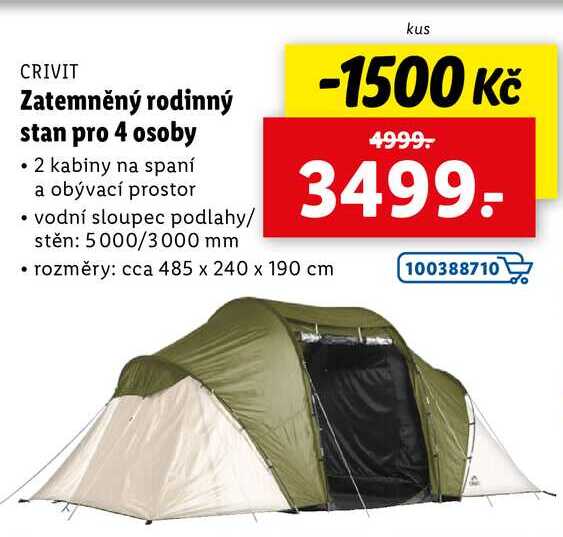 Zatemněný rodinný stan pro 4 osoby 