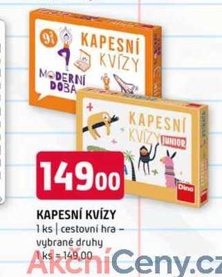 KAPESNÍ KVÍZY KAPESNÍ KVIZY JUNIOR 1 ks cestovní hra vybrané druhy 