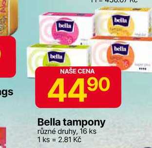 Bella tampony různé druhy, 16 ks 