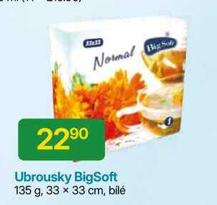 BigSoft Ubrousky 135 g, 33 x 33 cm, bílé 