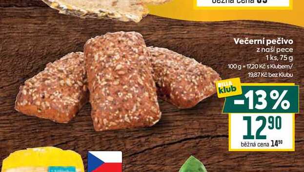 Večerní pečivo z naší pece 1 ks, 75 g 