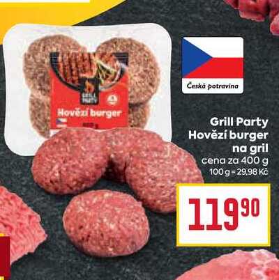Grill Party Hovězí burger na gril cena za 400 g 