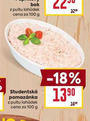 Studentská pomazánka z pultu lahůdek cena za 100g