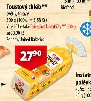 Penam Chléb toustový světlý 500g  