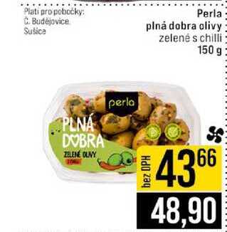 Perla plná dobra olivy zelené s chilli 150 g 