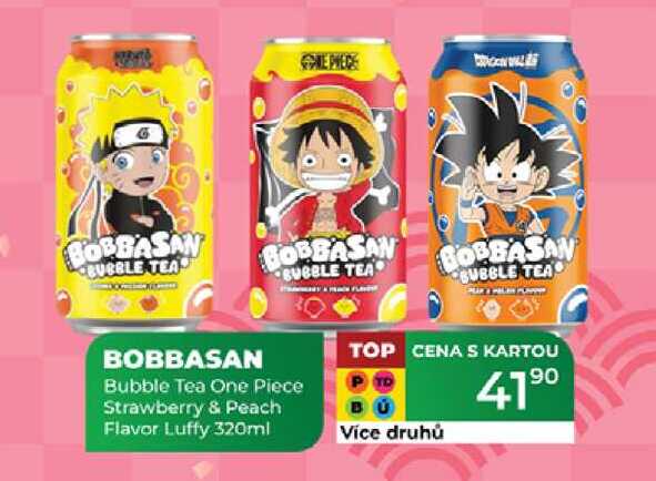 BOBBASAN Bubble Tea One Piece Strawberry & Peach Flavor Luffy 320ml