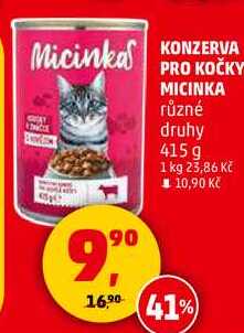 KONZERVA PRO KOČKY MICINKA různé druhy, 415 g