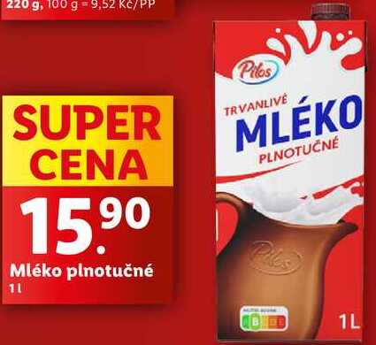 Mléko plnotučné, 1 l