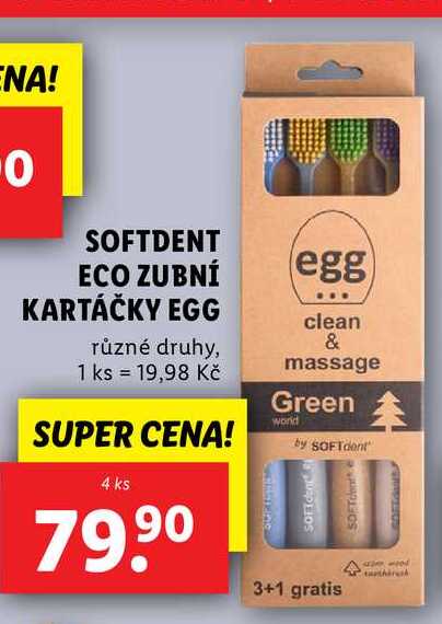 SOFTDENT ECO ZUBNÍ KARTÁČKY EGG, 4 ks