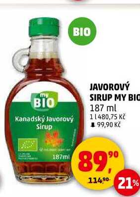 JAVOROVÝ SIRUP MY BIO, 187 ml  