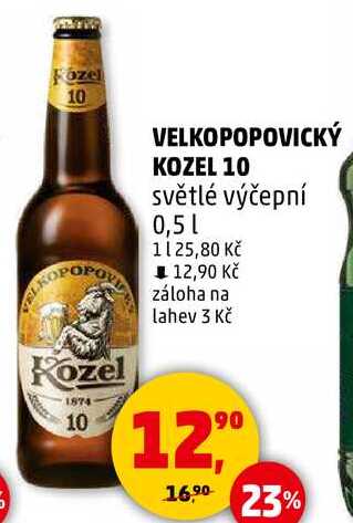 VELKOPOPOVICKÝ KOZEL 10 světlé výčepní, 0,5 l