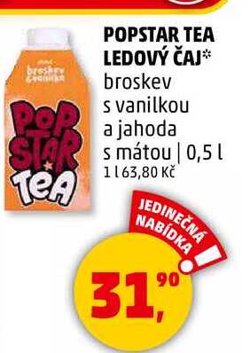 POPSTAR TEA LEDOVÝ ČAJ broskev s vanilkou a jahoda, 0,5 l 