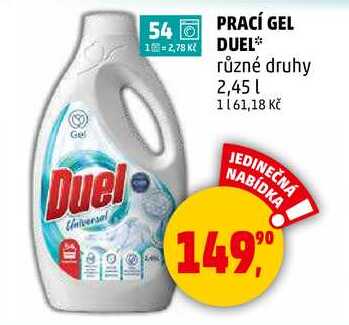 PRACÍ GEL DUEL různé druhy, 2,45 l