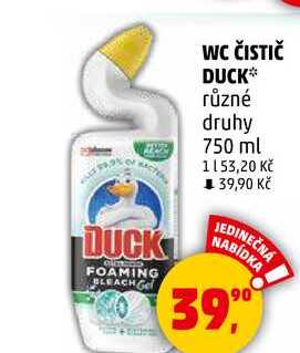 WC ČISTIČ DUCK různé druhy, 750 ml